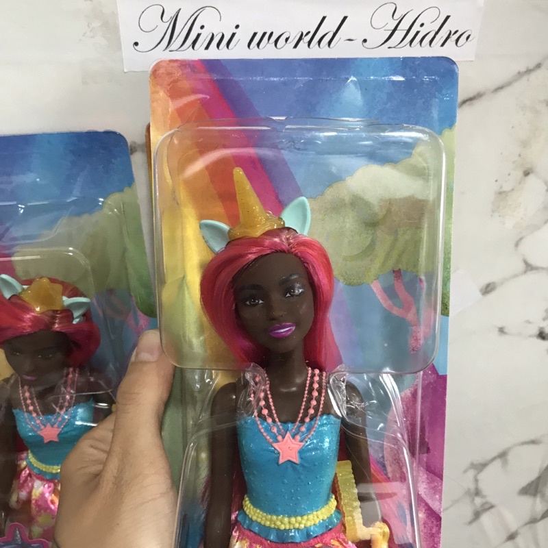 Búp bê Barbie Dreamtopia Unicorn Doll (Pink &amp; Yellow Hair), with Skirt, Removable Unicorn chính hãng