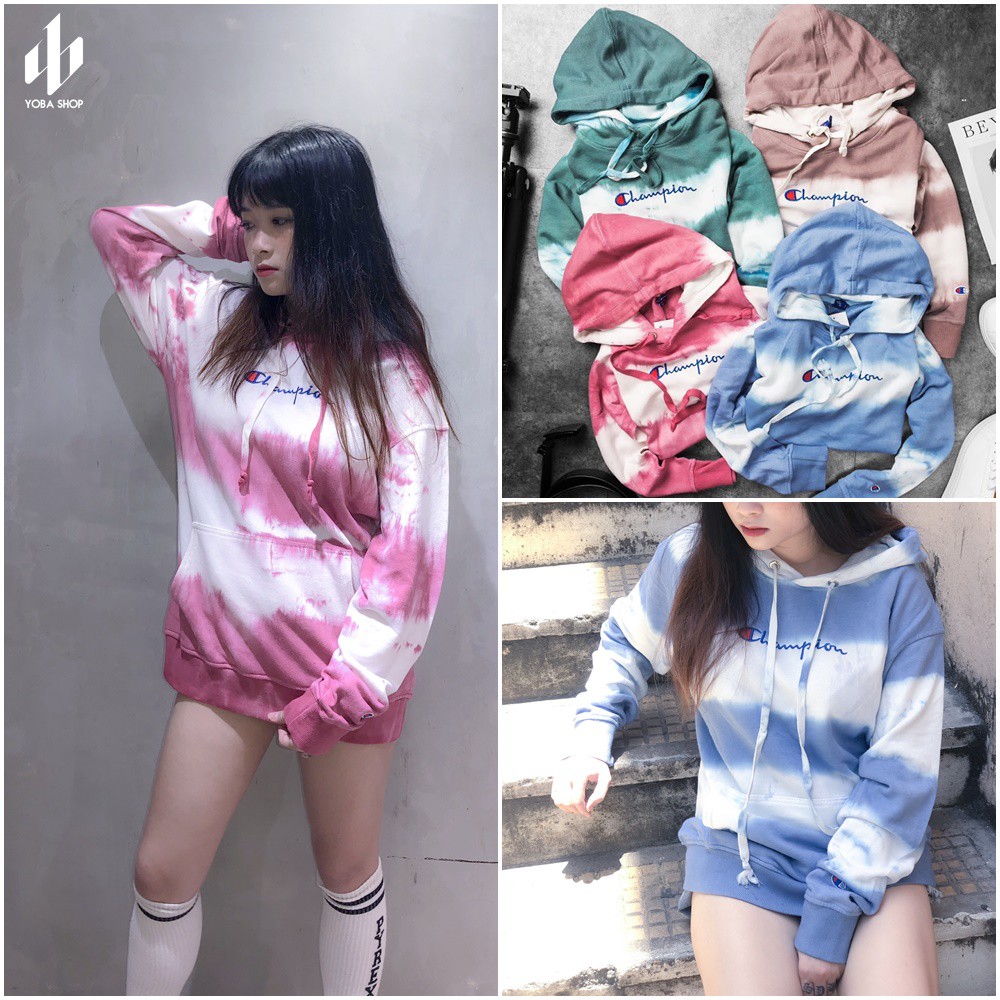 ÁO HOODIE HỒNG XANH NÂU LOANG MÀU NỈ MỎNG (HÌNH THẬT) SALE 50K