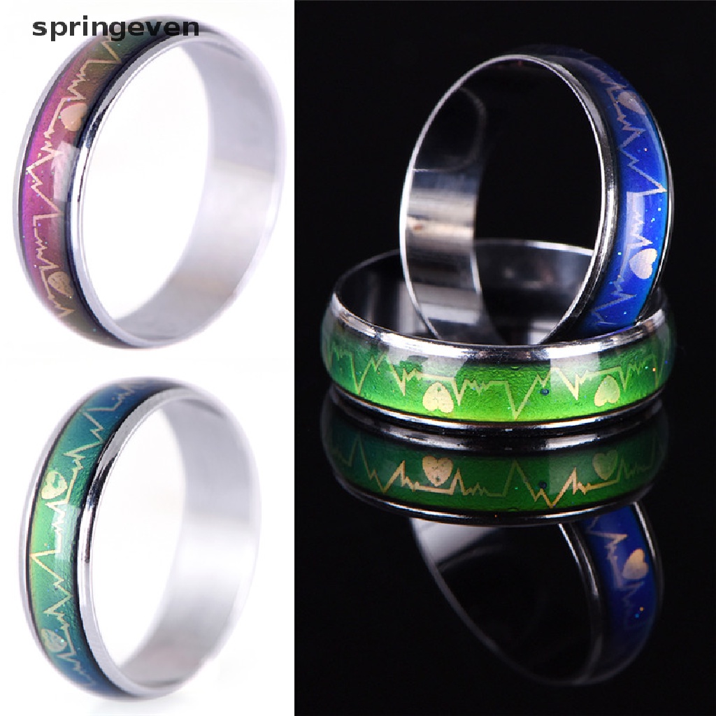 Nhẫn Đính Hôn Cảm Xúc Nhiệt Độ Bằng Thép Titan Thời Trang