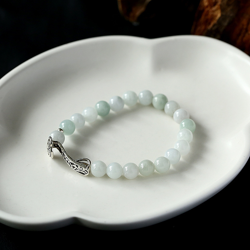 Natural Jadeite Silver Bracelet