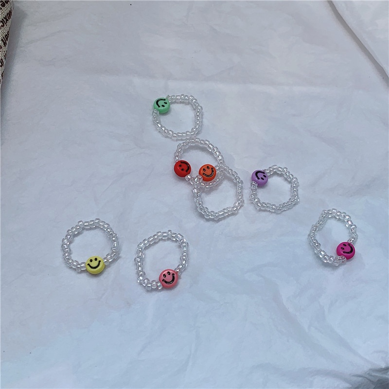 IF ME Nhẫn co giãn hình mặt cười dễ thương thời trang dành cho nữ