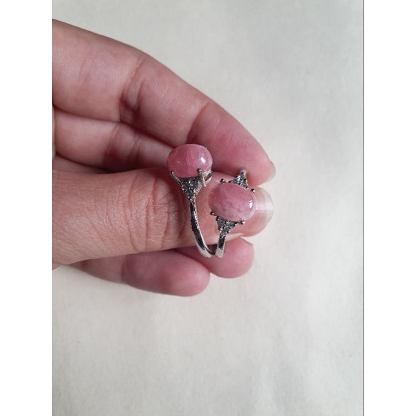 Nhẫn đá đào hoa rhodochrosite freesize