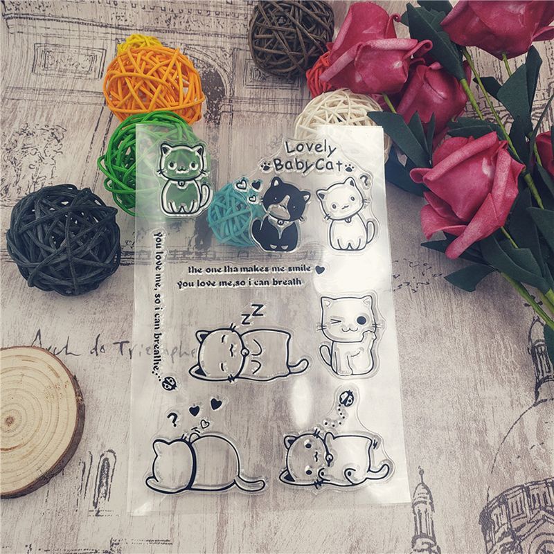 Con dấu silicone trong suốt họa tiết mèo đáng yêu trang trí album ảnh | BigBuy360 - bigbuy360.vn