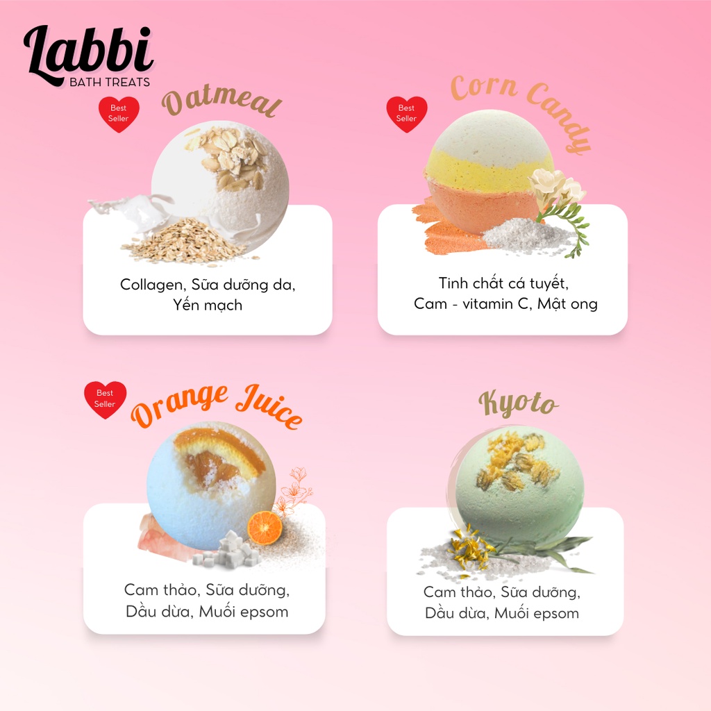 TỔNG HỢP [Labbi] Bath bomb / Viên sủi bồn tắm / Bom tắm