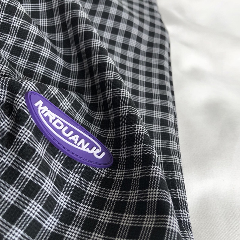 Quần short SUXI dây rút lưng cao họa tiết sọc caro thiết kế thời trang mùa hè cho nữ