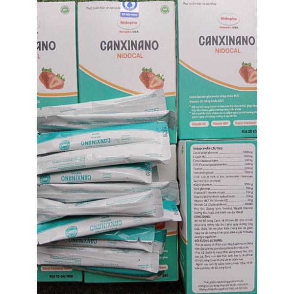 [Hộp/20 gói/10ml]Siro Canxi Nano Nidocal⚡hỗ trợ bổ sung Canxi và Vitamin D3⚡cho người lớn và trẻ em