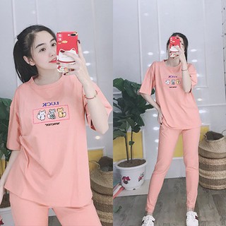 Đồ bộ nữ đẹp, đồ bộ mặc nhà cotton quần dài tay ngắn, chất thun mềm mại, co giãn tốt 4 chiều