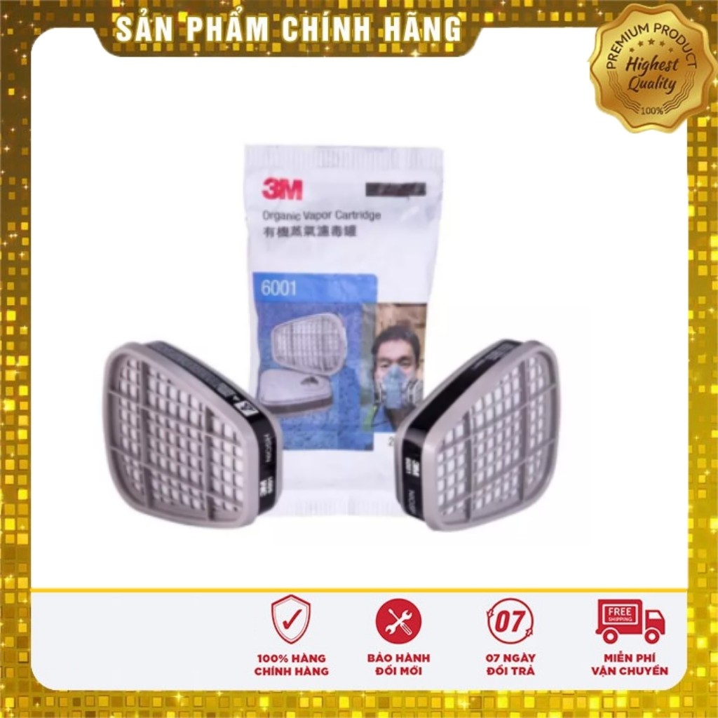 Phin Lọc 3M6001 Phin Lọc Than Hoạt Tính Chống Độc Chống Bụi Chính Hãng 3M