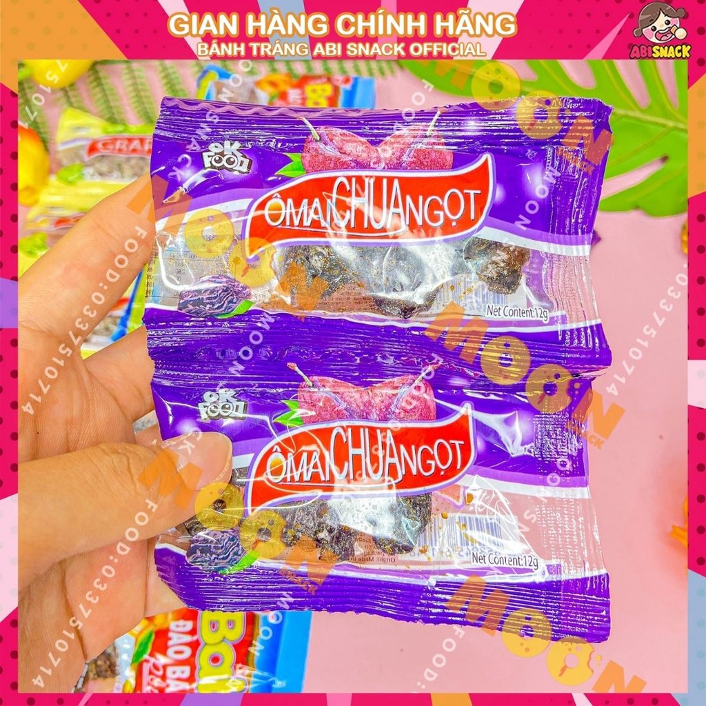 Set 10 gói kẹo ô mai nho/ô mai chua ngọt/ ô mai đào baby 5 gói 5x10,5g