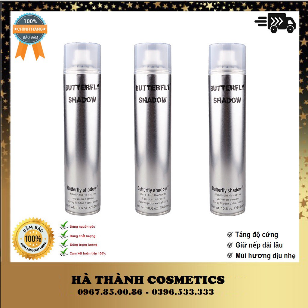 Gôm Xịt Tóc ButterFly Shadow Giữ Nếp Tạo Kiểu Cam Kết Hàng Chính Hãng 320ml, 600ml - HT231