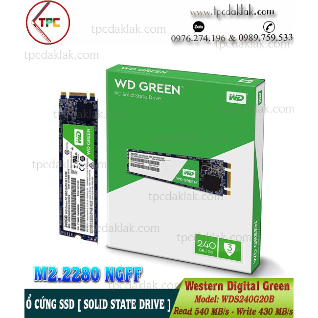 Ổ cứng SSD WD ( Western Digital ) Green Sata M.2 2280 240GB WDS240G2G0B | Ổ cứng máy tính, laptop