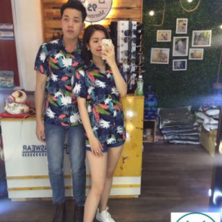 Áo sơ mi đa họa tiết hoa lá quả