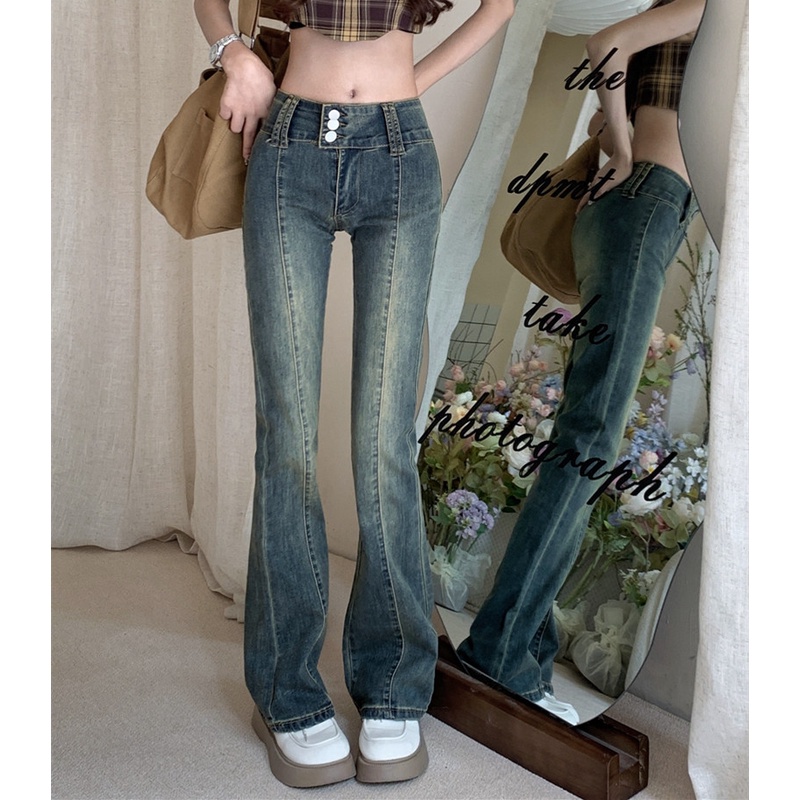 Quần Jeans Lưng Cao Thiết Kế Hợp Thời Trang Cho Nữ