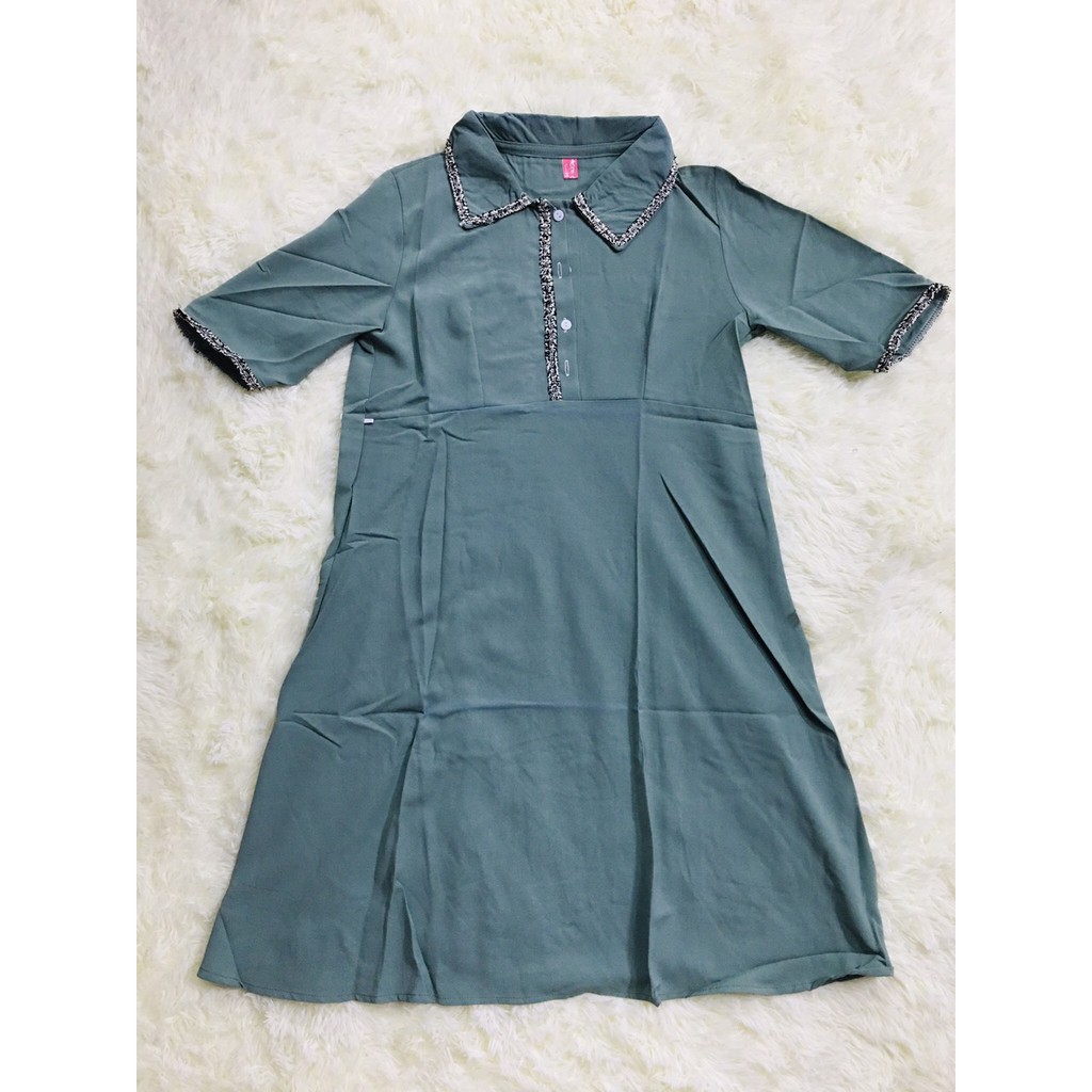 Váy Bầu dáng Suông thiết kế viền ren tiểu thư sang chảnh cho các Mom mặc xuân hè V204