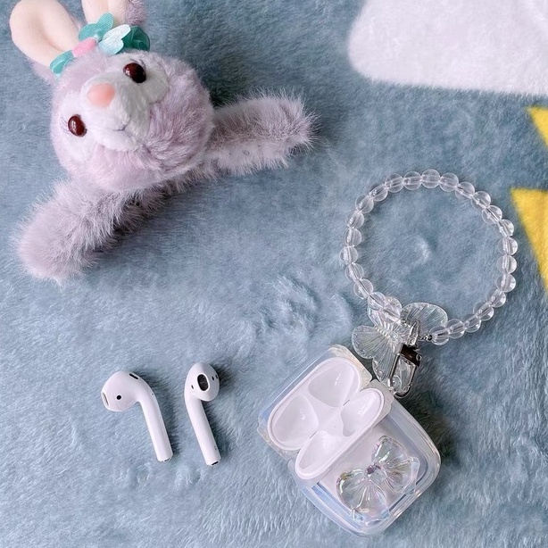 Vỏ Bảo Vệ Hộp Sạc Tai Nghe Bluetooth airpods 1/2 pro Bằng tpu Mềm Trong Suốt Đính Nơ Lấp Lánh Dễ Thương