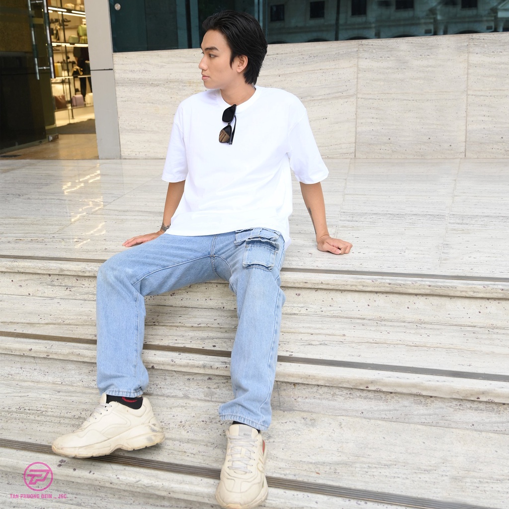 👋🤘  cao cấp, áo thun unisex, áo thun form rộng cao cấp 100% cotton Tân Phương màu trắng