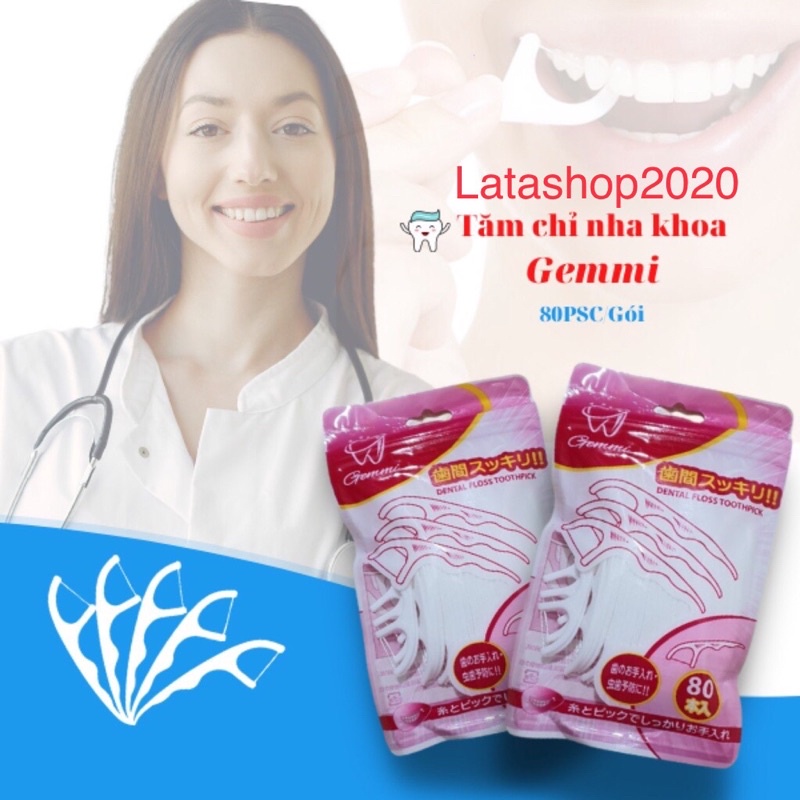 [NEW] Tăm chỉ nha khoa Gemmi/Sunny gói 80 cây, an toàn, bảo vệ răng lợi