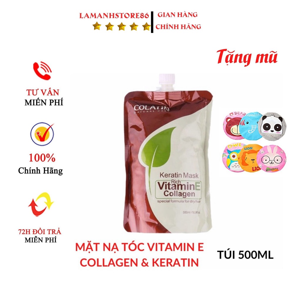 Ủ TÓC -  KEM HẤP COLLAGEN VITAMIN E COLATIN MASK - SIÊU MƯỢT TÓC TÚI 500ML.