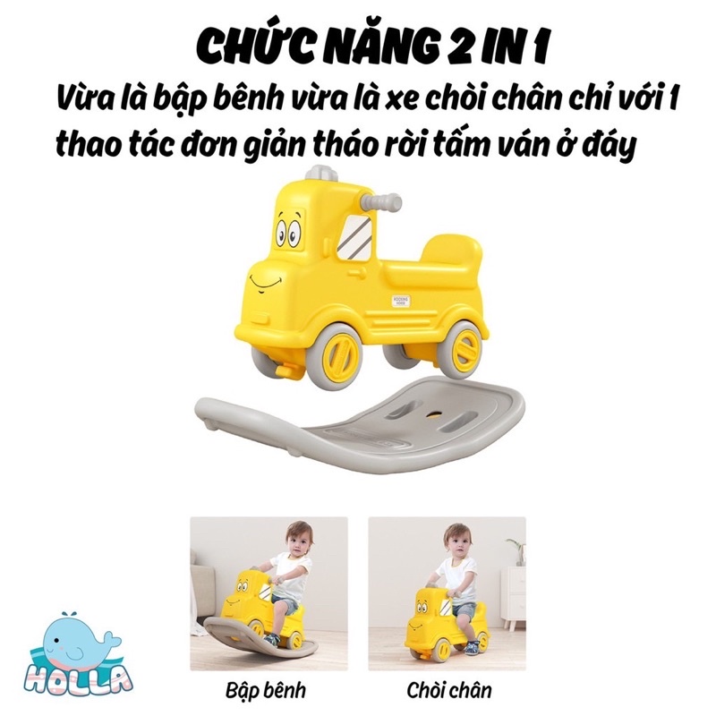 Bập Bênh Chòi Chân Ô Tô Cho Bé 2 in 1 Cao Cấp Holla 2021