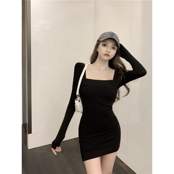 Đầm body tay dài nhún sườn 2 bên - CNTDN