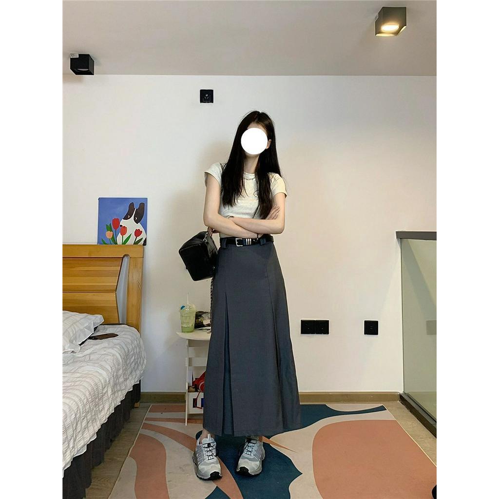 Bộ Áo Thun Trơn Màu Sắc 63391 + Chân Váy Lưng Cao Xinh Xắn Dành Cho Nữ