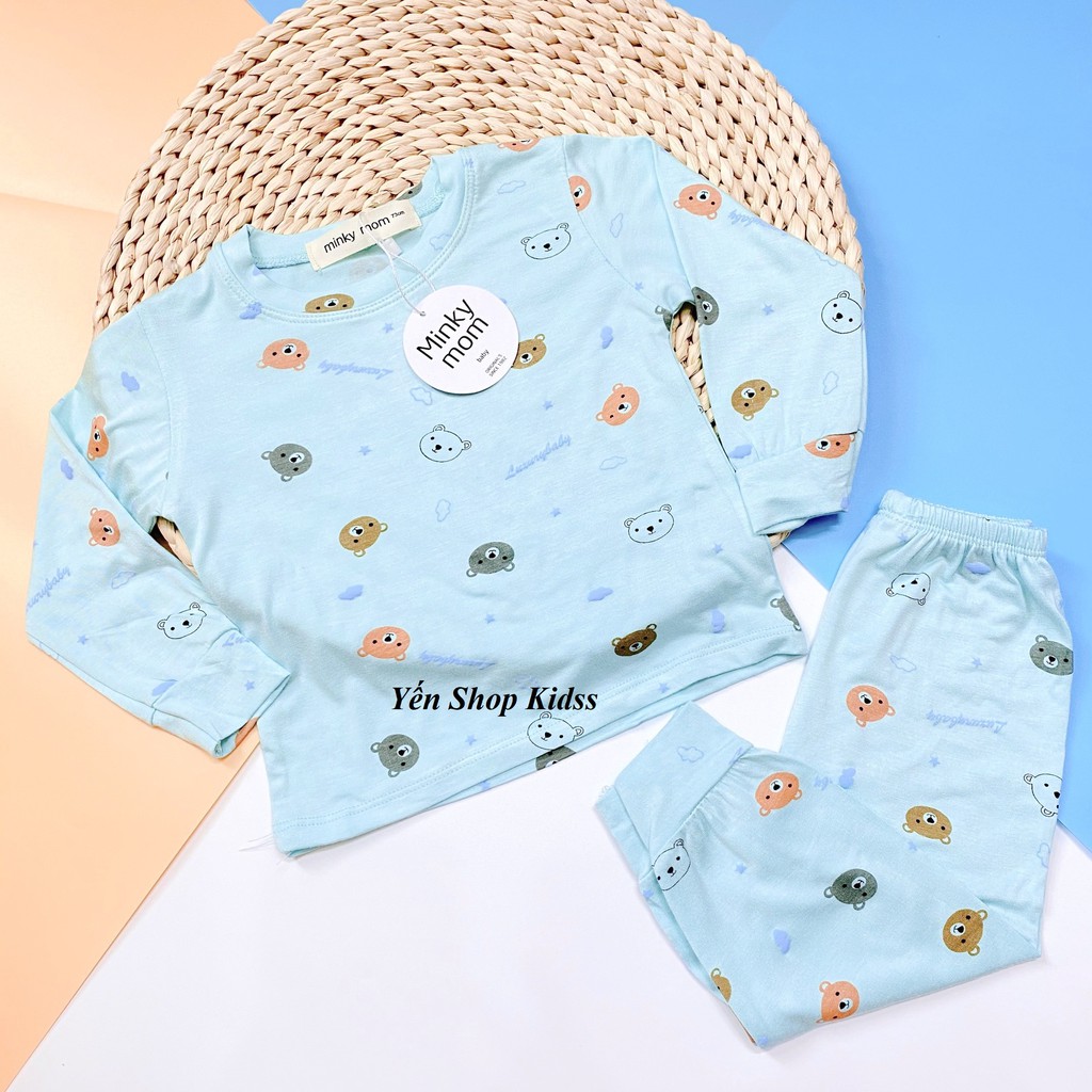 Sale !!! Bộ Dài Tay Minky Mom In Toàn Thân Họa Tiết Gấu Dễ Thương Cho Bé_Chất Thun Lạnh(7-19kg) (1253)