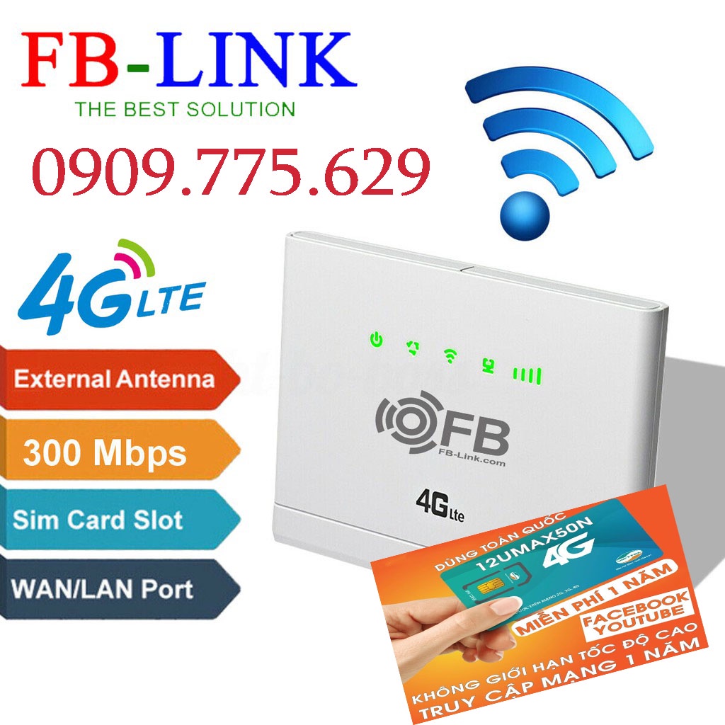 [Giá sốc ]Router Wifi 4G LTE FB-Link CPE-V08 (Chuyên dùng xe khách – 32 user – 2 port) và sim 4G 13T bạn chọn nhé