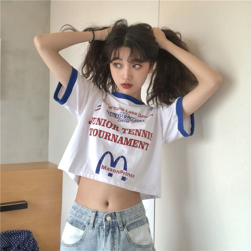 Áo croptop tay ngắn phong cách Hàn Quốc trẻ trung năng động