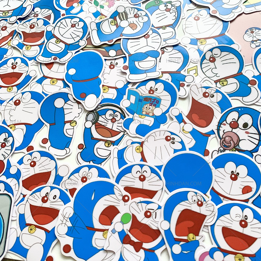 100 Sticker DORAEMON dán chống nước, dán nón bảo hiểm, dán va li, dán tường