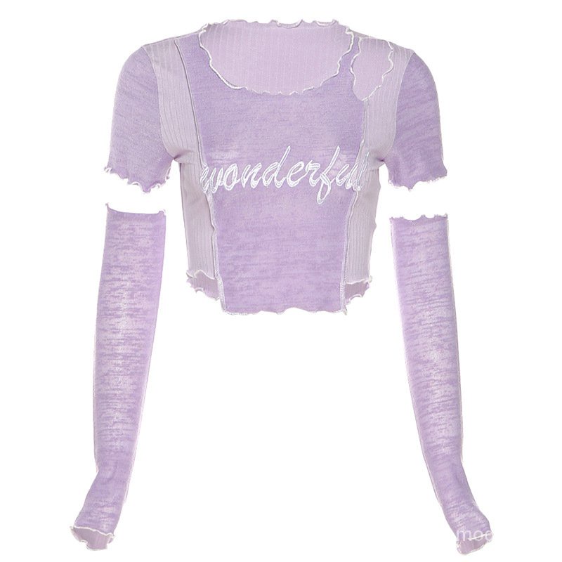 Áo thun nữ WEANIA tay ngắn thêu chữ màu sắc trẻ trung