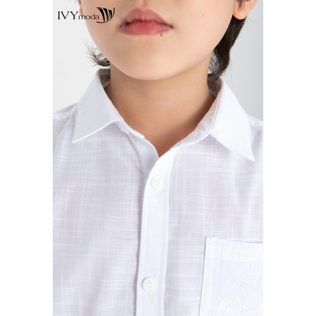 Áo sơ mi trắng tay ngắn bé trai IVY moda MS 16K1351