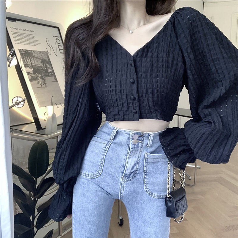 IELGY IELGY Áo Kiểu Tay Dài Loe Ngắn Thời Trang Dành Cho Nữ