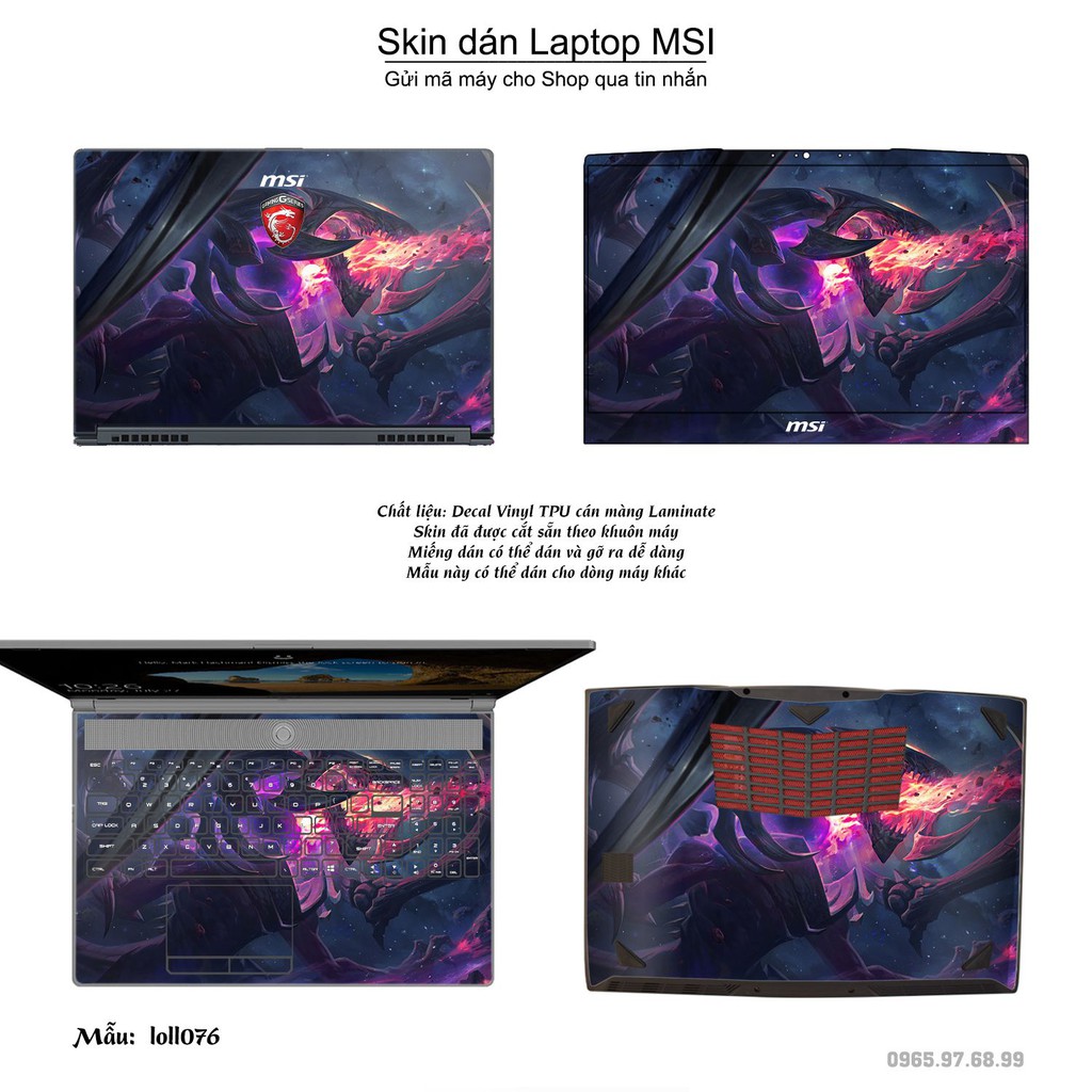 Skin dán Laptop MSI in hình Liên Minh Huyền Thoại nhiều mẫu 10 (inbox mã máy cho Shop)