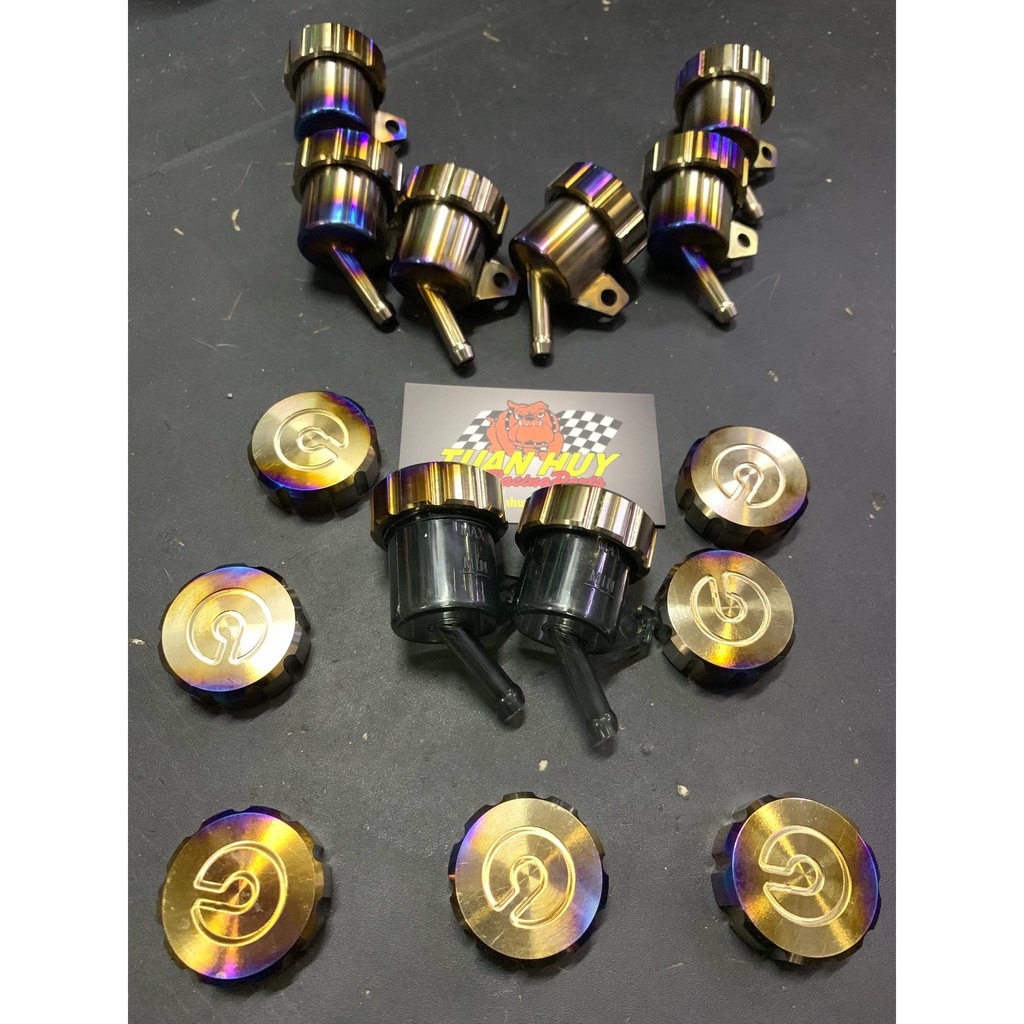 Bình dầu full khối titan GR5 (Oil Tank) dành cho các dòng xe đi dĩa thắng sau hoặc cùm tay thắng bình dầu rời