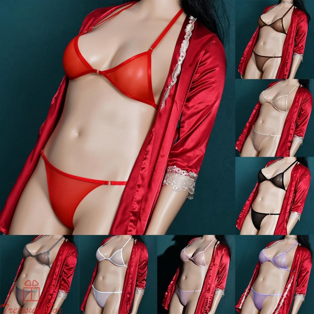 Women See Through Mesh Bra Panties Set Unlined Thin Sheer Underwear Lingerie New