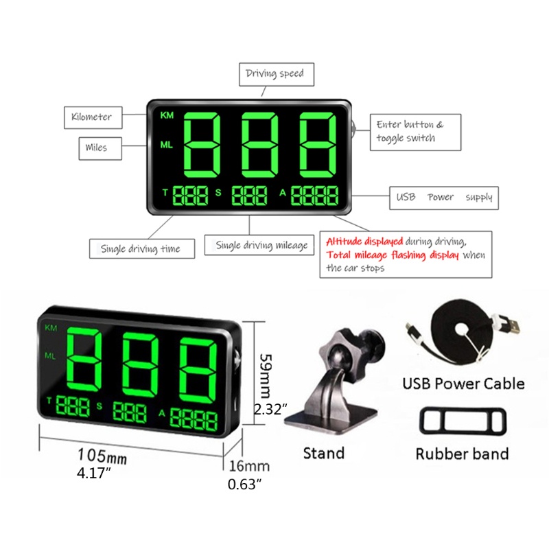 Đồng hồ đo tốc độ kỹ thuật số C80 màn hình hiển thị gps cho xe hơi/ xe tải/ xe máy