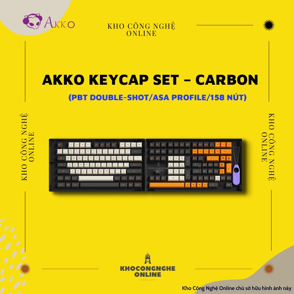 AKKO Keycap set – Carbon Retro (PBT Double-Shot/ASA profile/158 nút)