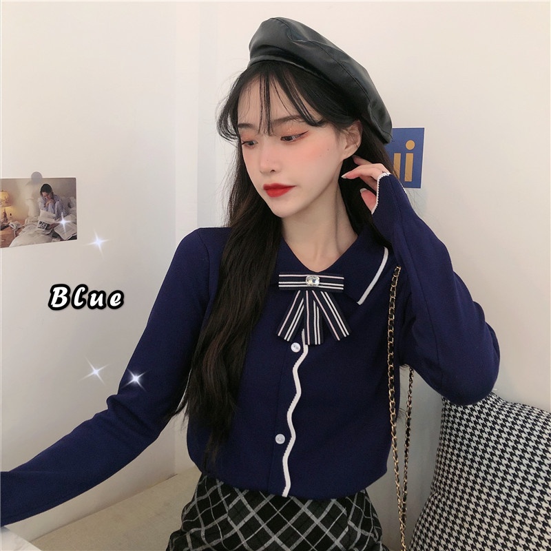 IELGY   Áo sweater Tay Dài Thiết Kế Đơn Giản Thời Trang Cho Nữ