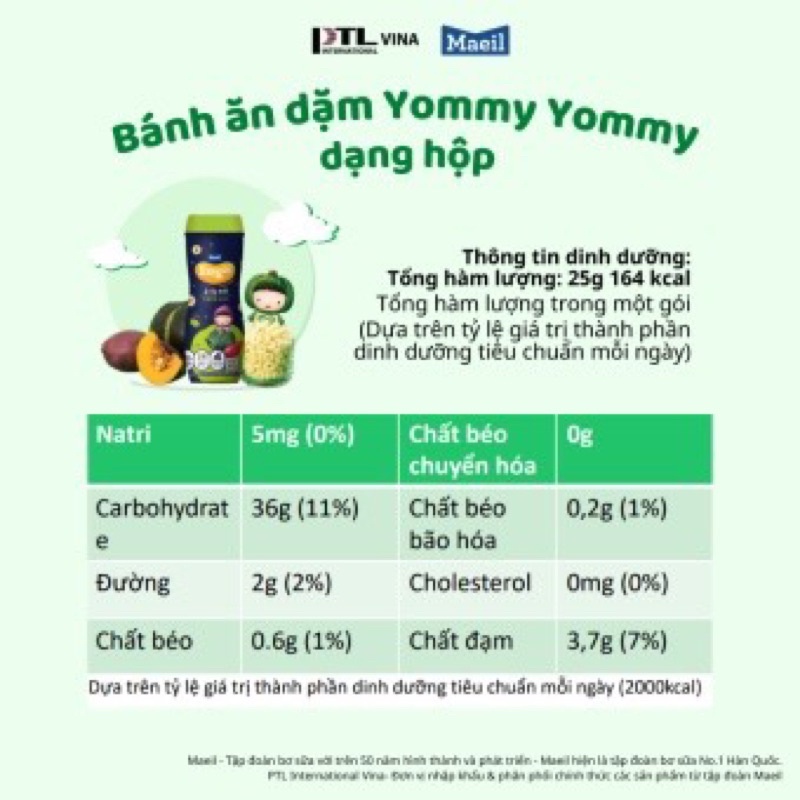 Bánh ăn dặm Organic Yommy Yommy 8m+ hộp 42g