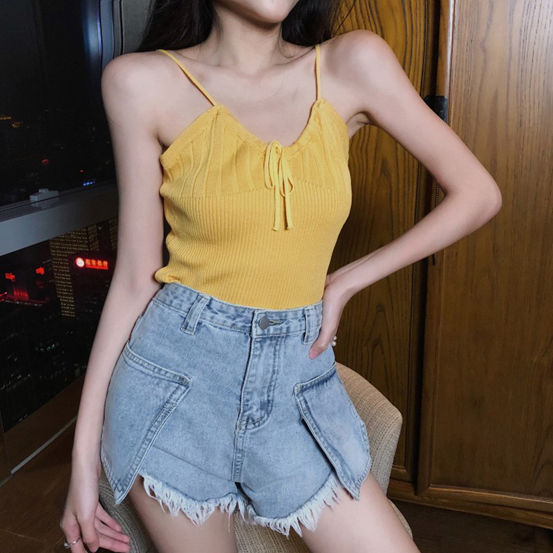 Áo dệt kim nữ cổ chữ V dây rút quyến rũ | BigBuy360 - bigbuy360.vn