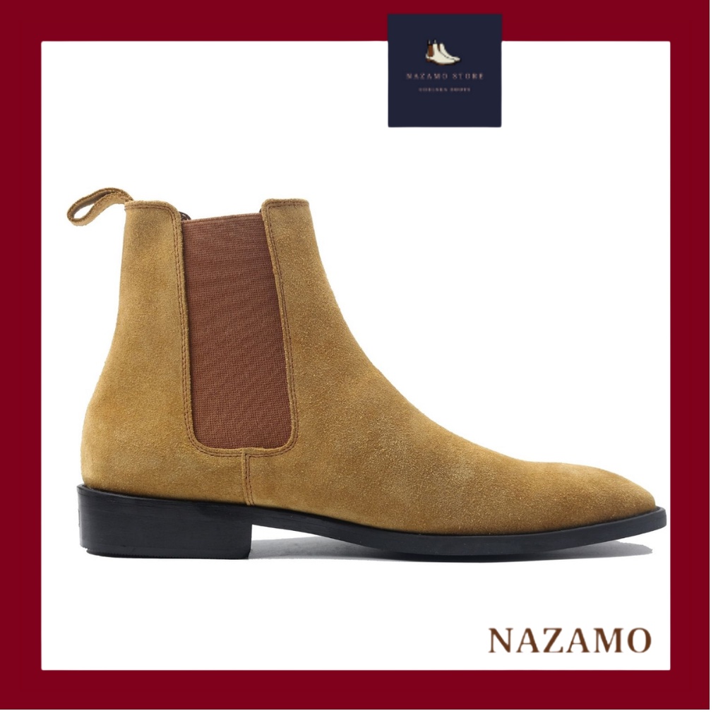 Chelsea boots da bò thật bảo hành 12 tháng, giày bốt nam cổ cao, đế cao phiên bản PLUS 2022
