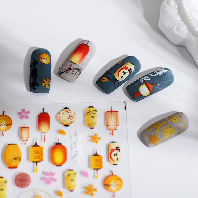 Miếng Dán Trang Trí Móng Tay Họa Tiết Đèn Caijiameng TS-1692
