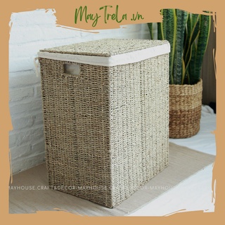 Giỏ Cói, Giỏ Đựng Quần Áo Mây Tre, Kèm Vải Lót, Xưởng MAYHOUSE, Giá Rẻ T12, Decor, Hàng Loại 1 Đan Kỹ, Có Nắp, Đủ Size