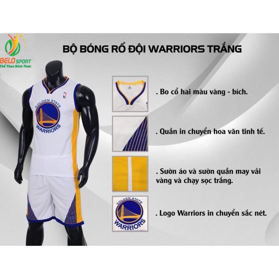 Bộ quần áo bóng rổ NBA Golden State Warrriors GSW trơn không số hàng đẹp nam nữ vải mè thoáng mát tốt ་