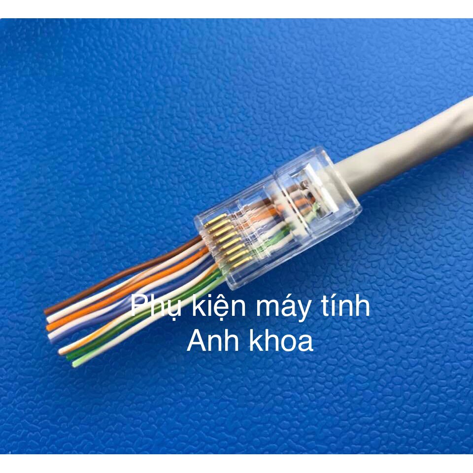 Đầu bấm dây mạng xuyên thấu RJ45  (100 hạt)