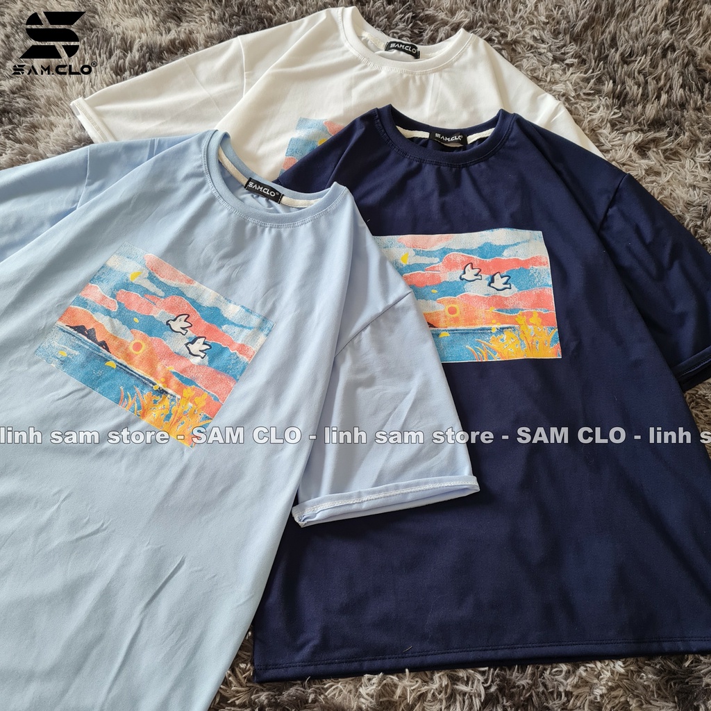 Áo thun tay lỡ nữ SAM CLO freesize phông form rộng dáng Unisex - mặc cặp, nhóm, lớp in hình BỨC TRANH
