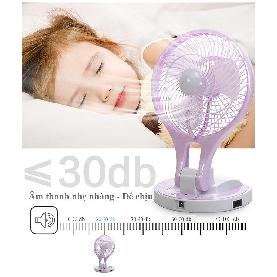 Quạt Để Bàn LỖI 1 ĐỔI 1FREE SHIPSạc Tích Điện FAN Mini có kèm đèn 3in1 Gấp Gọn Tiện Lợi