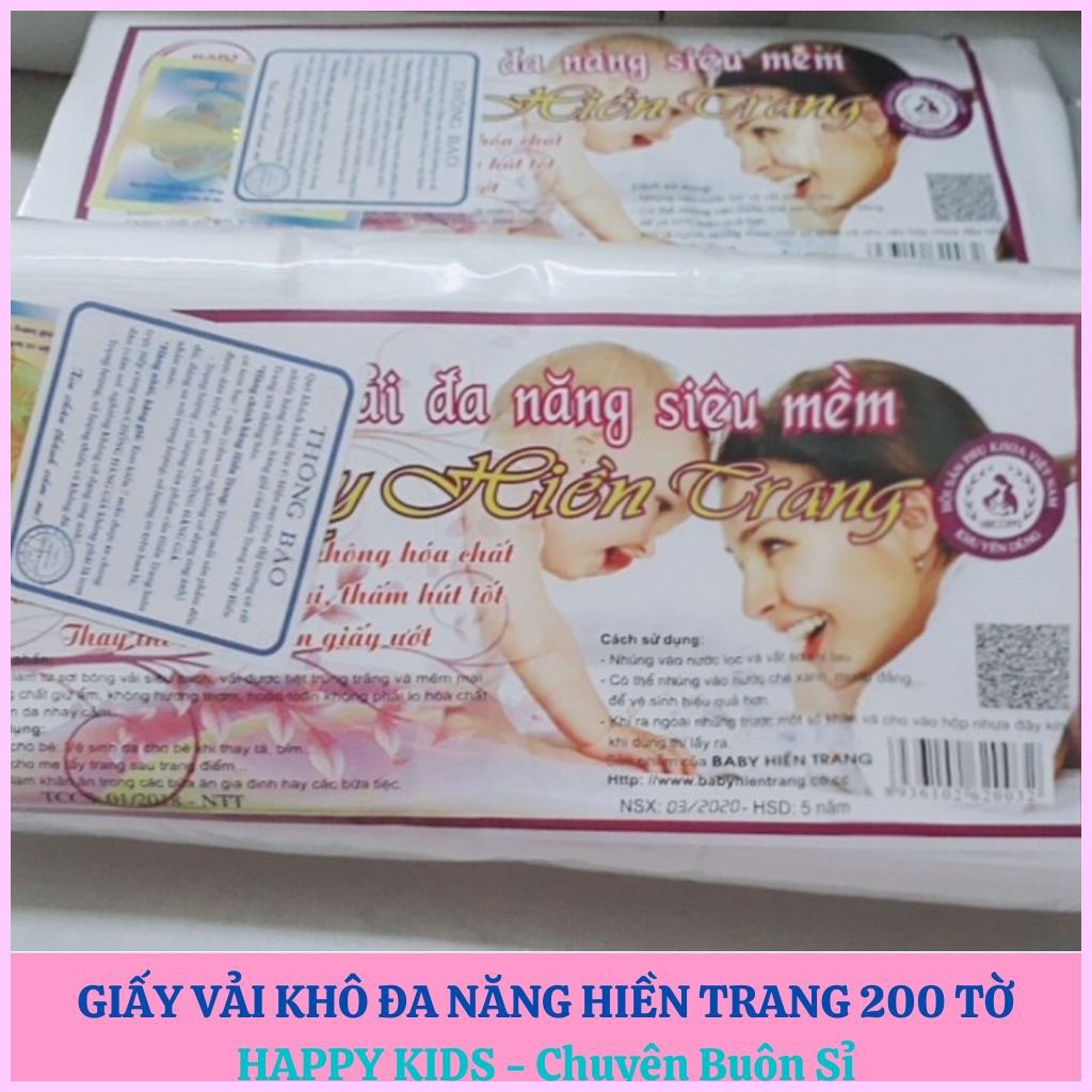 Khăn vải khô đa năng hiền trang an toàn cho bé 200 tờ