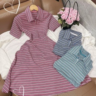 Đầm thun sọc polo 3 màu