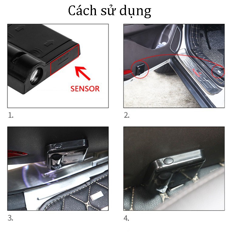 Bộ 2 đèn chiếu logo, máy chiếu thương hiệu gắn cửa xe ô tô, xe hơi cho các hãng xe, đồ chơi ô tô Welcome light